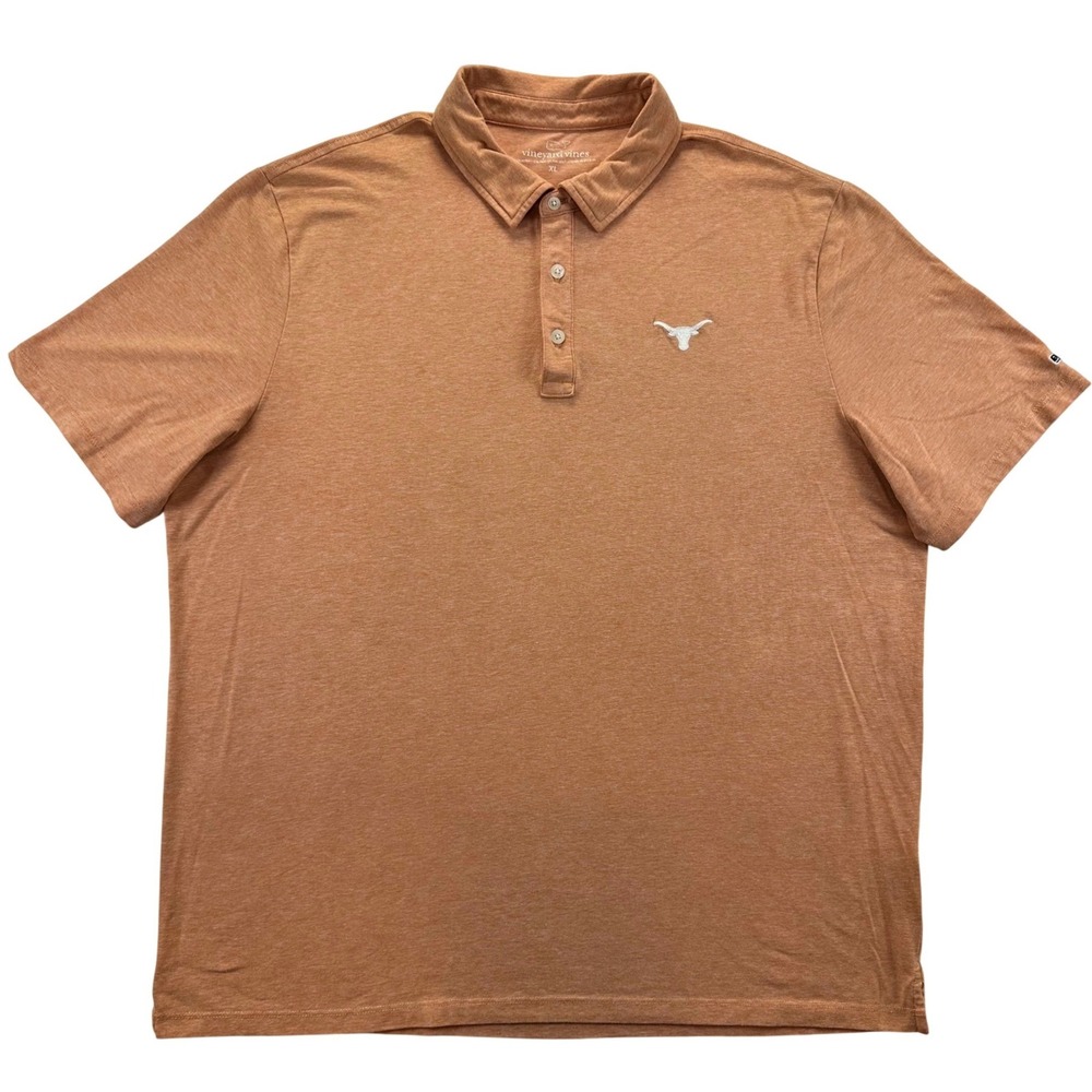 Vineyard Vines Mens XL Texas Longhorns Polo Shirt Burnt Orange Pima Cotton Blend